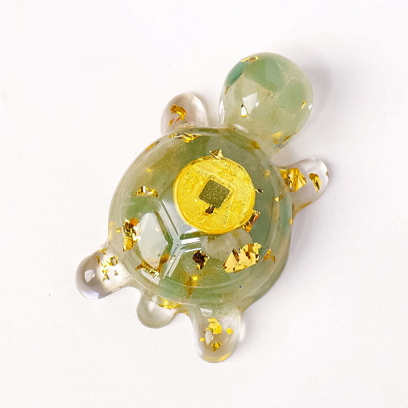 Pièce de monnaie en cuivre tortue en cristal d'aventurine verte de 5 cm, décoration zen