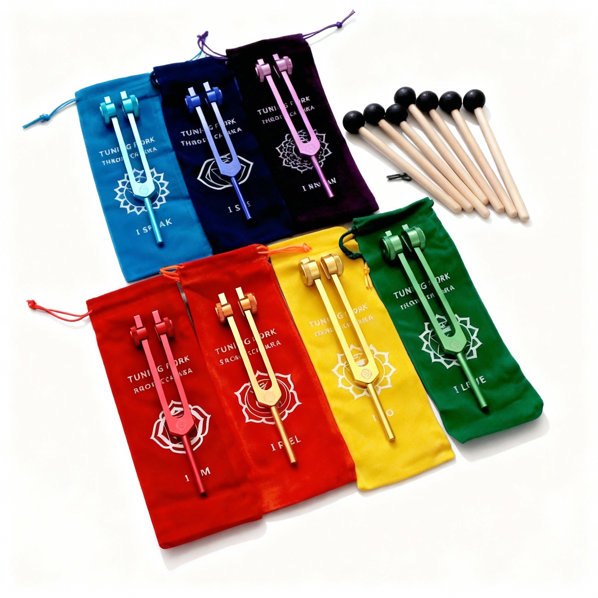 Ensemble de 7 diapasons de chakra pour l'alignement et la thérapie sonore