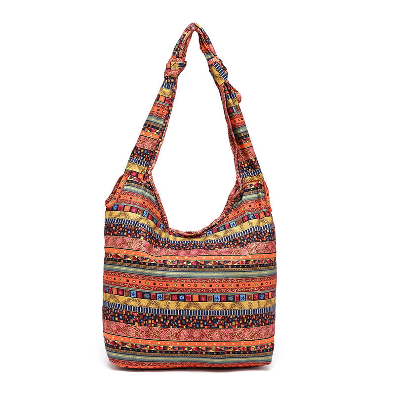 Cotton Stripes Crossbody Bag with Adjustable Strap