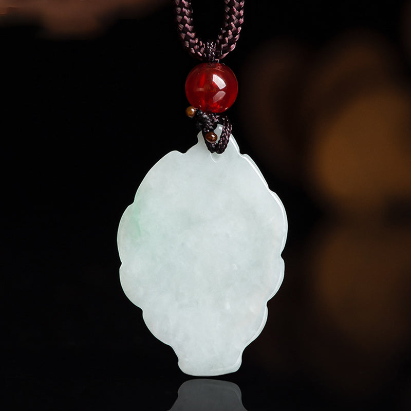 Natural Jade Nine Tailed Fox Prosperity Necklace Pendant