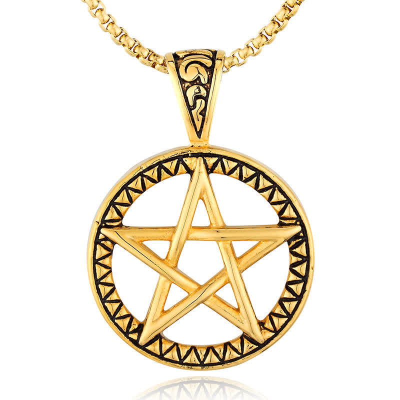 Pentagram Titanium Steel Balance Necklace for Spiritual Calming