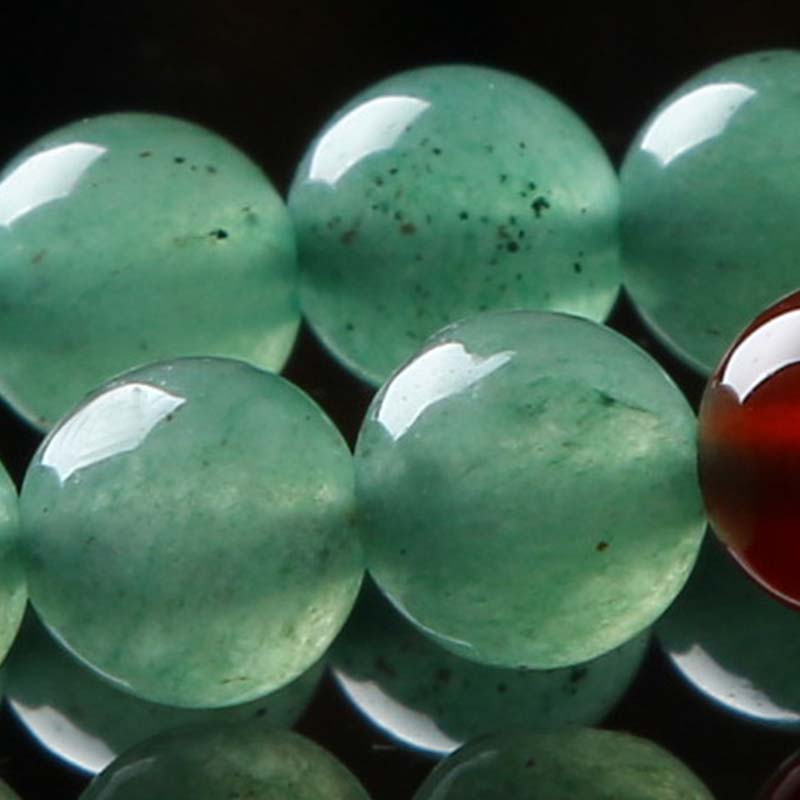 108 Bead Mala Bracelet Green Aventurine & Red Agate for Luck