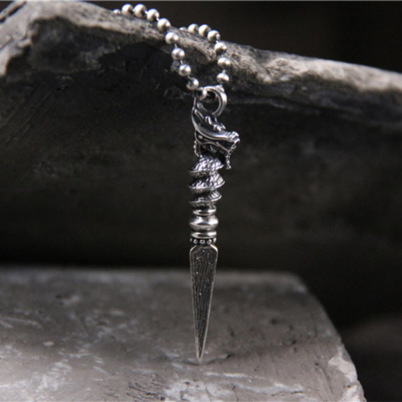925 Sterling Silver Dragon Protection Necklace Dorje Vajra