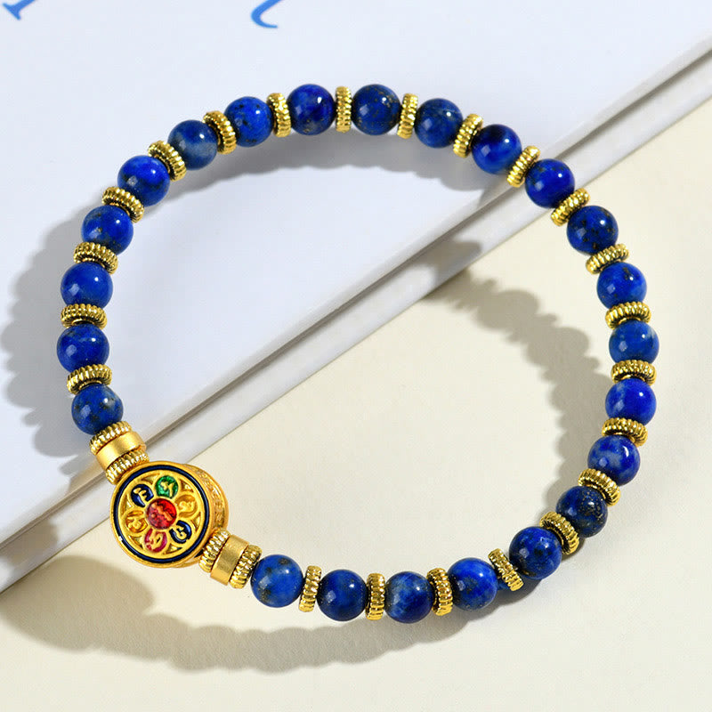 Bracelet d'équilibre Lazurite Om Mani Padme Hum 5 mm
