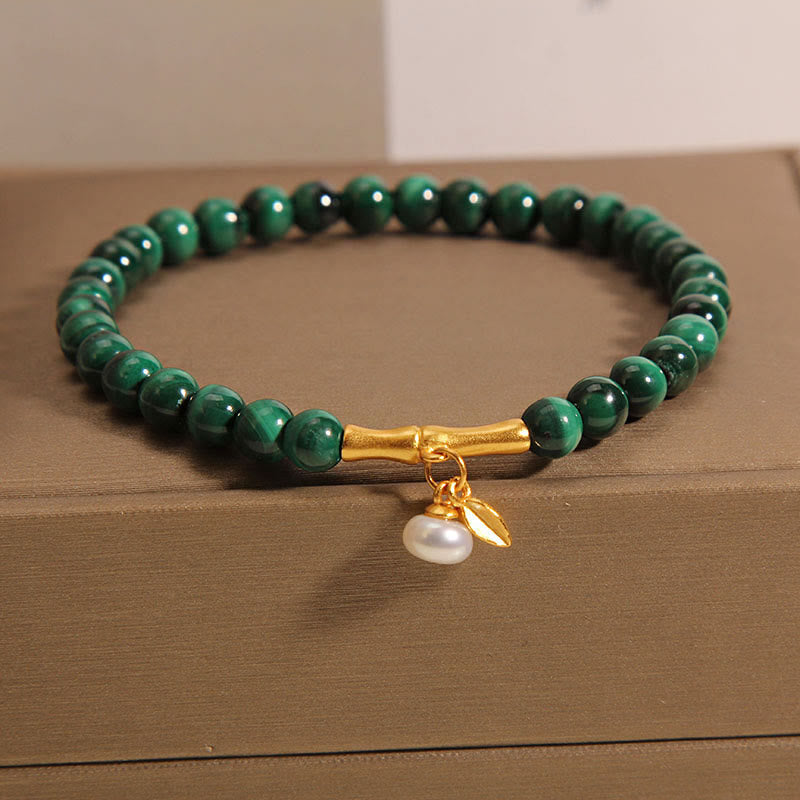 Bracelet anti-anxiété en bambou porte-bonheur malachite 5 mm