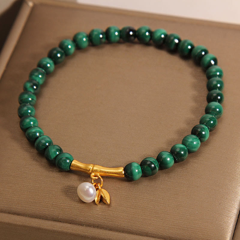 Bracelet anti-anxiété en bambou porte-bonheur malachite 5 mm