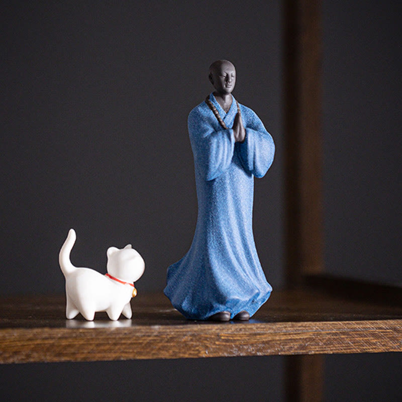 Statue de Bouddha méditant en céramique 5x5x13cm pour la sérénité