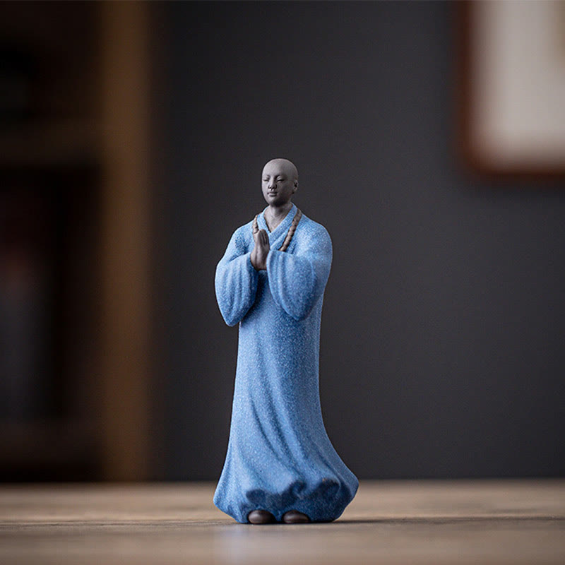 Statue de Bouddha méditant en céramique 5x5x13cm pour la sérénité