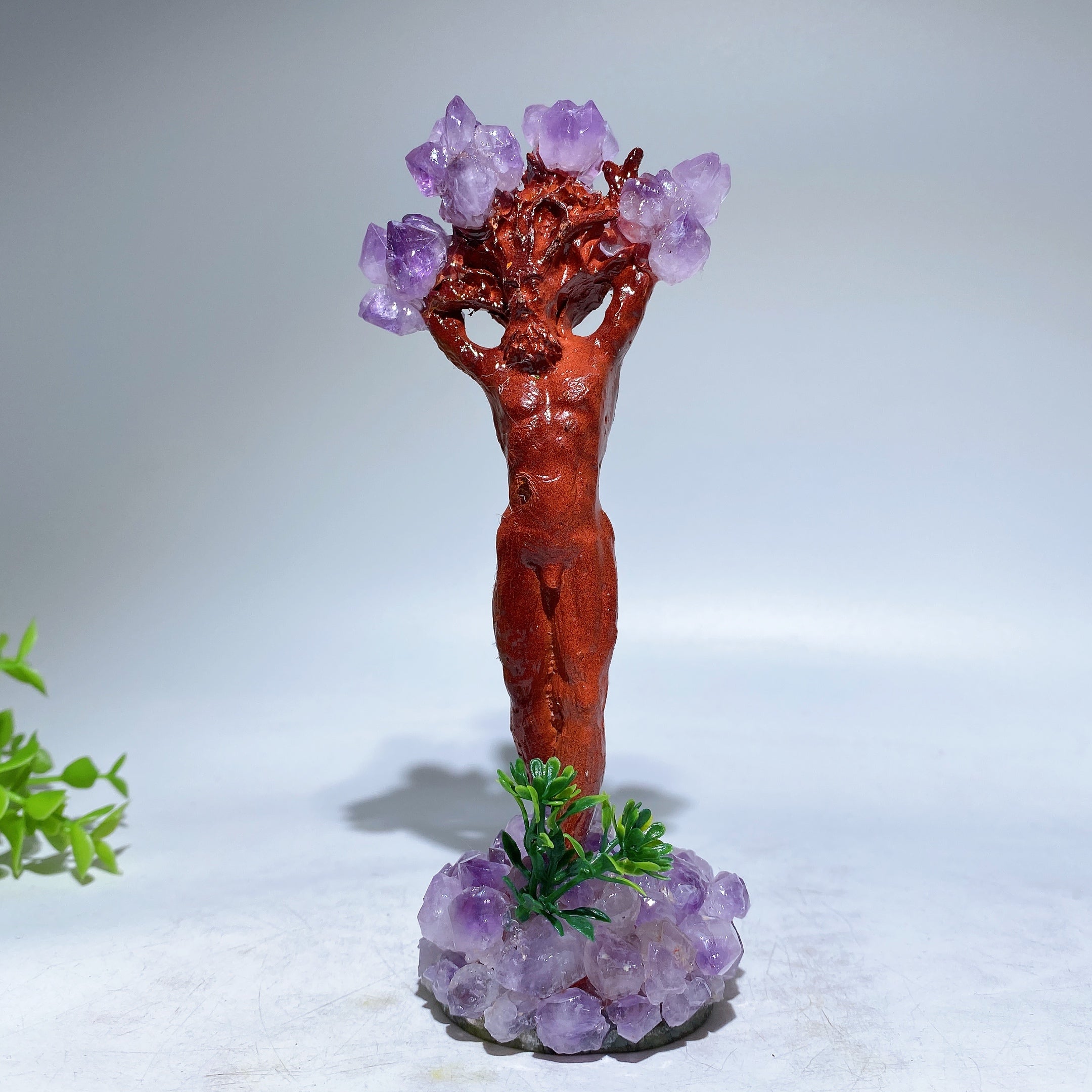 6.1 inch Amethyst Wooden Tree Elf Figurine