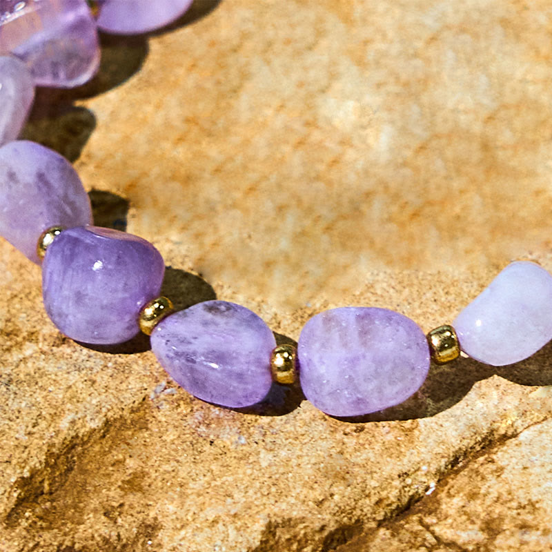 Bracelet d'équilibre en améthyste de 6 à 10 mm avec cordon de forme irrégulière