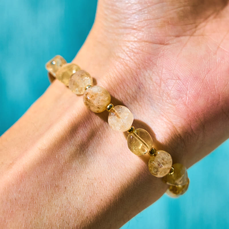 Bracelet Bonheur en Citrine 6-10 mm pour Femme - Prospérité Fait Main