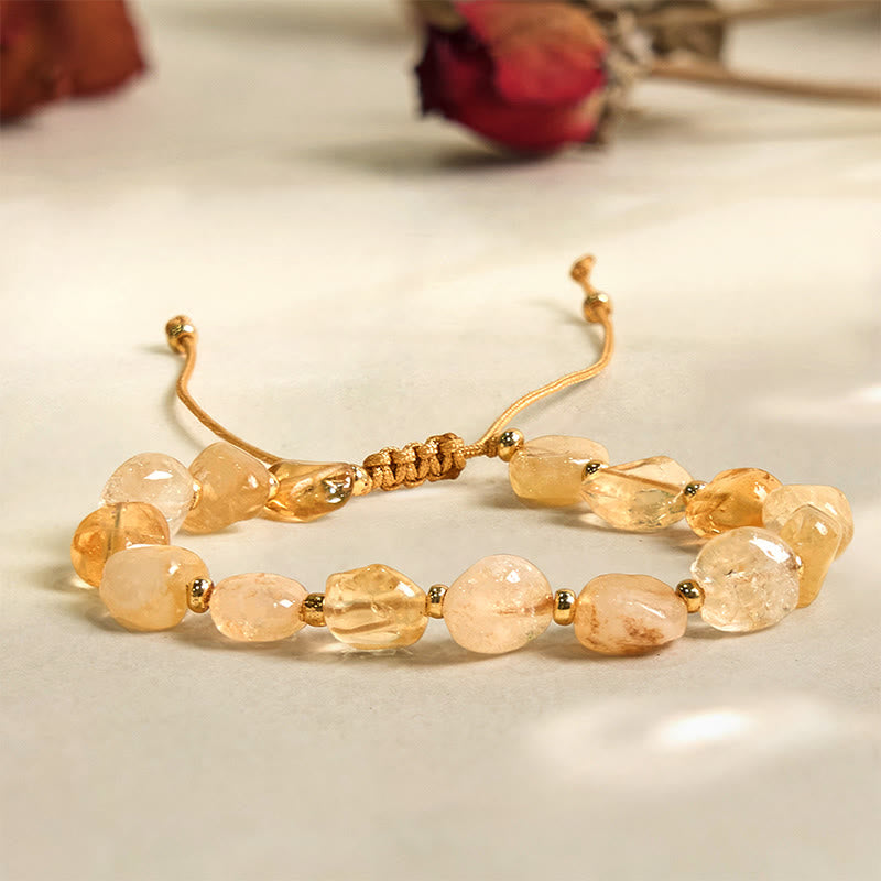 Bracelet Bonheur en Citrine 6-10 mm pour Femme - Prospérité Fait Main
