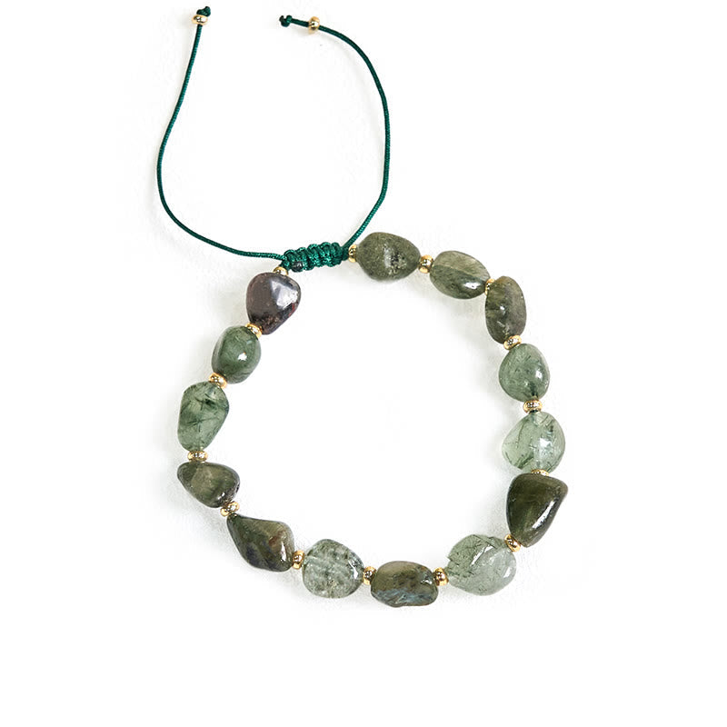 Bracelet de protection en quartz rutile vert 6-10 mm pour femme