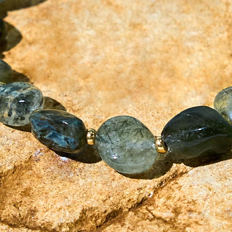 Bracelet de protection en quartz rutile vert 6-10 mm pour femme