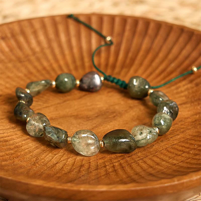 Bracelet de protection en quartz rutile vert 6-10 mm pour femme