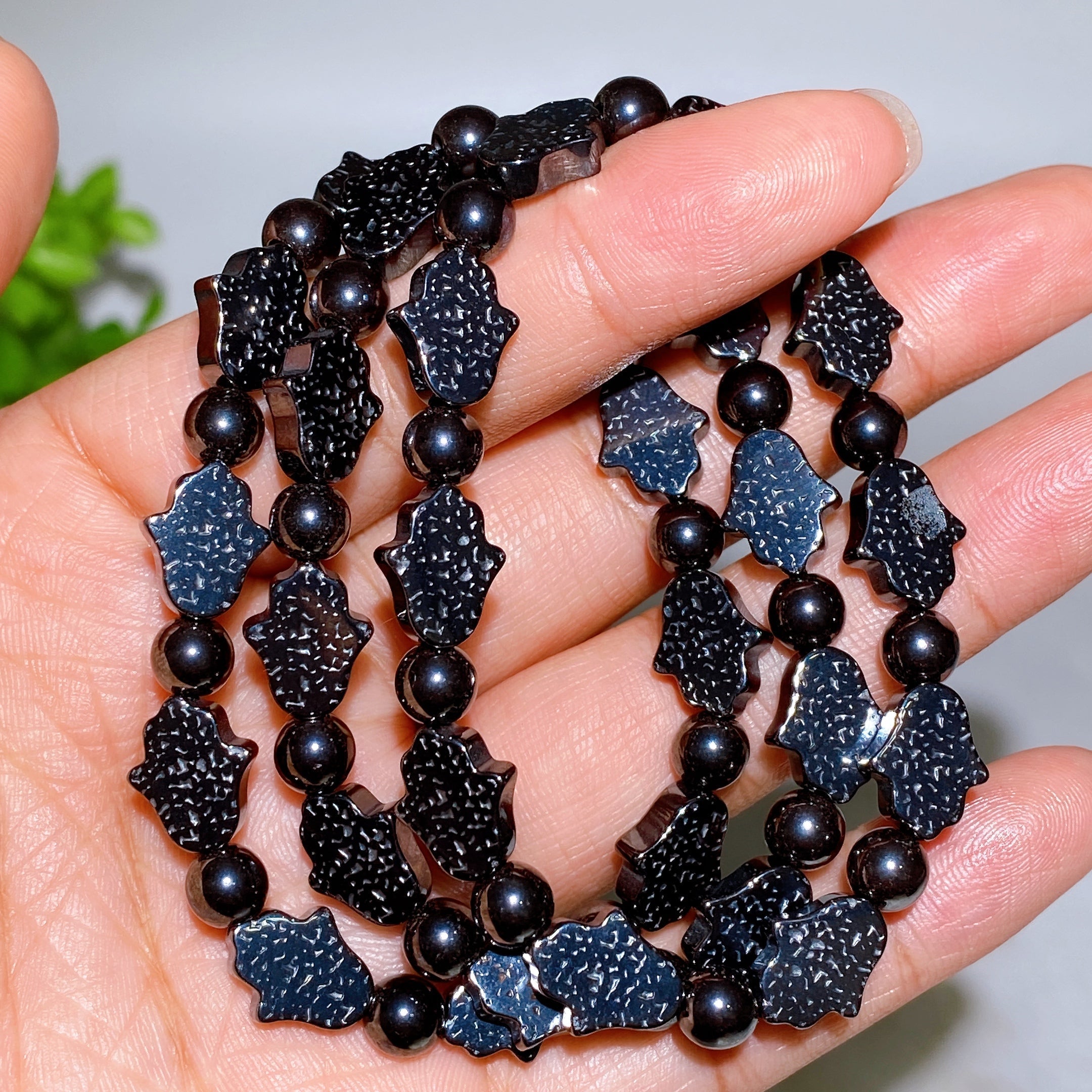 6-10mm Hematite Spiritual Bracelet for Protection & Healing