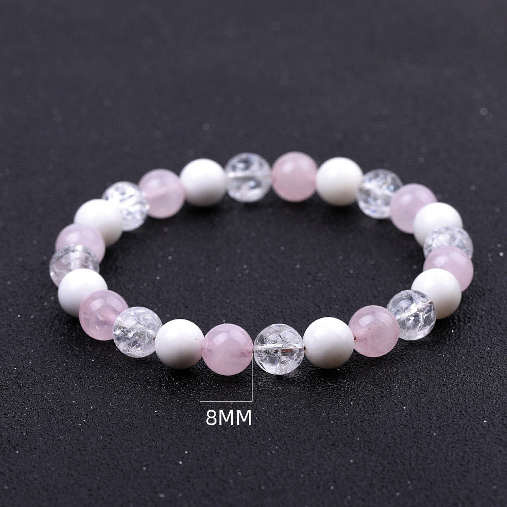 6-10mm Rose Quartz Jade Clear Quartz Spiritual Bracelet