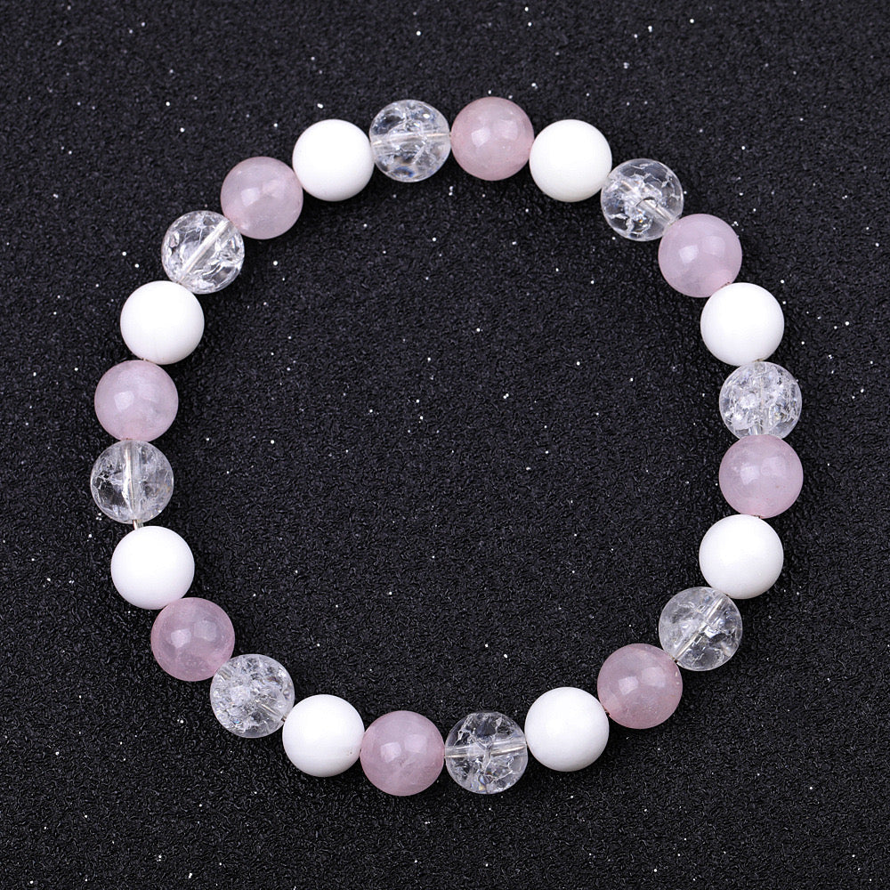 6-10mm Rose Quartz Jade Clear Quartz Spiritual Bracelet