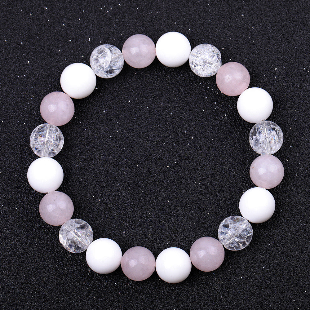6-10mm Rose Quartz Jade Clear Quartz Spiritual Bracelet