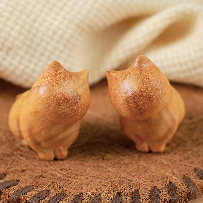 Sculpture de chat en bois de santal de 6,1 cm pour la protection et la maison zen