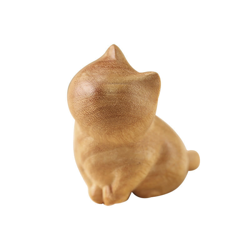Sculpture de chat en bois de santal de 6,1 cm pour la protection et la maison zen