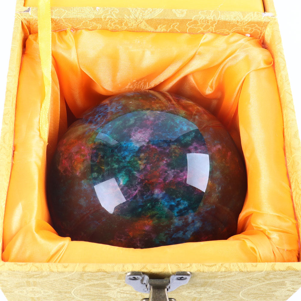 6.29-inch Natural Seven-Colour Jade Crystal Sphere for Healing