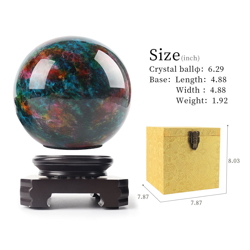 6.29-inch Natural Seven-Colour Jade Crystal Sphere for Healing