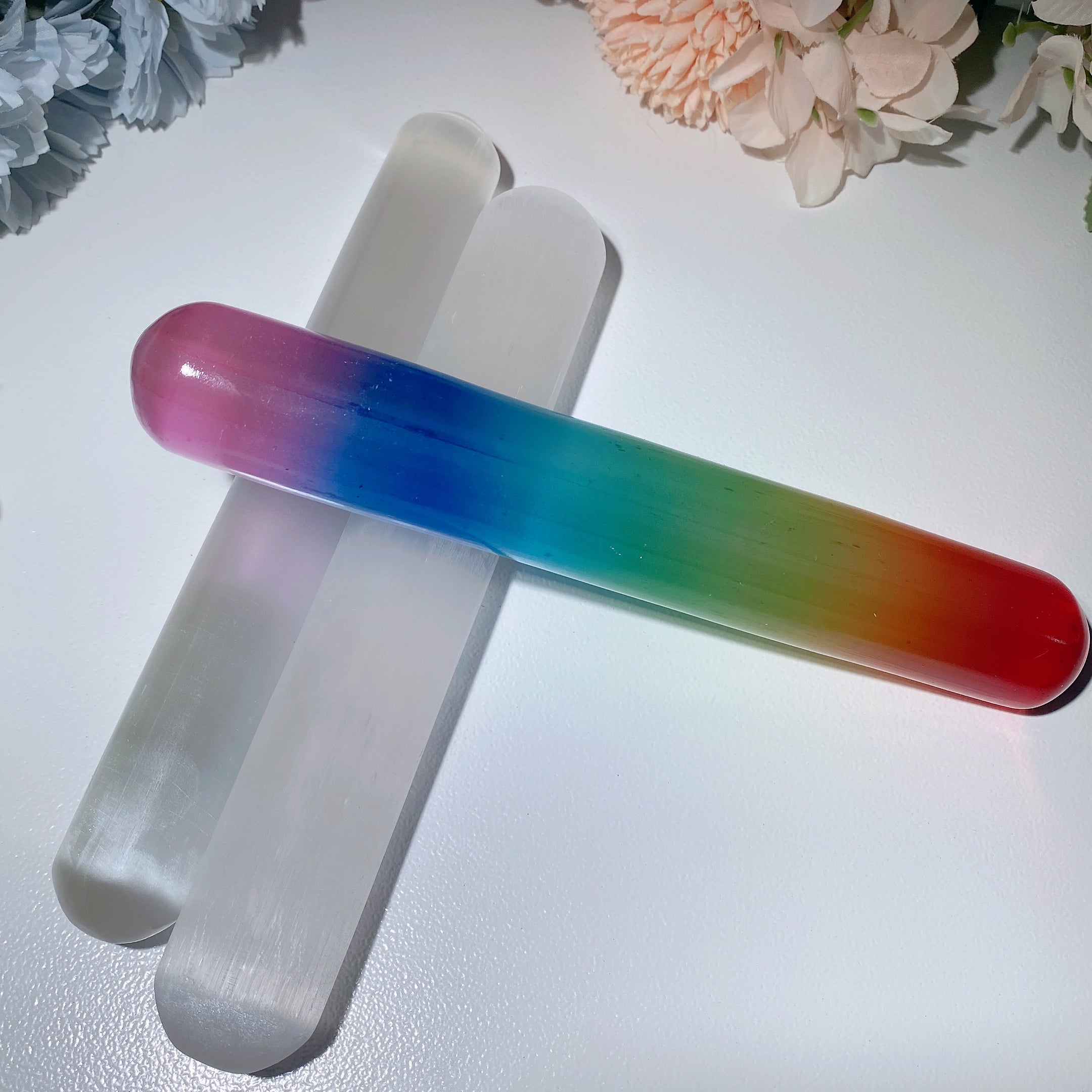6.2in Aura Selenite Healing Crystal Wand for Energy