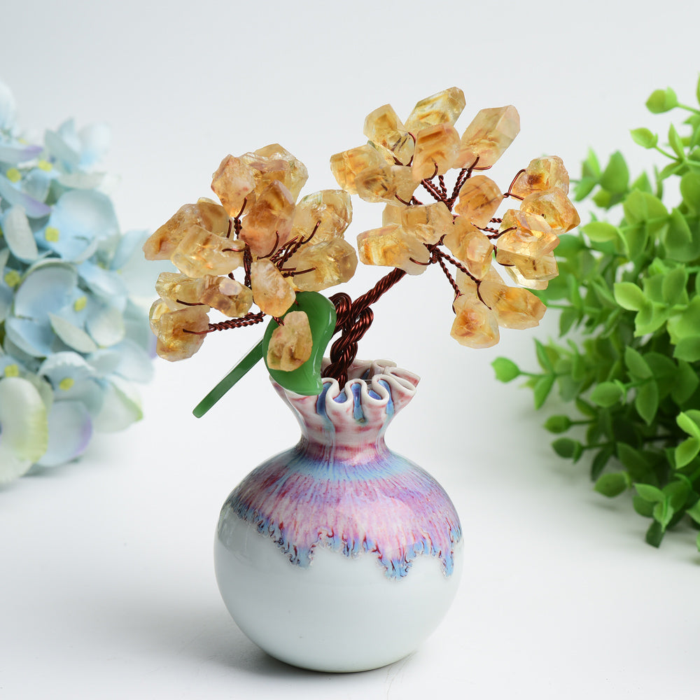 6.5 inch Amethyst Citrine Rose Quartz Crystal Flower Vase