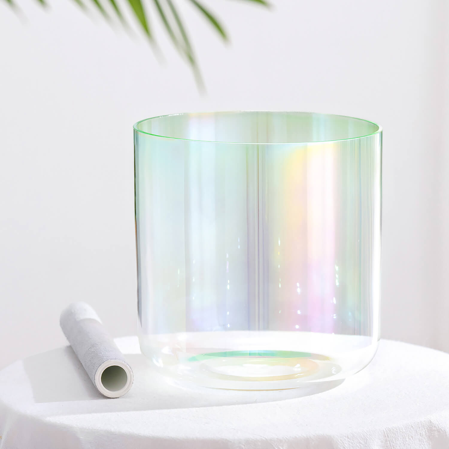 Iridescent 6-7 inch Quartz Crystal Singing Bowl for Meditation with pearlescent sheen