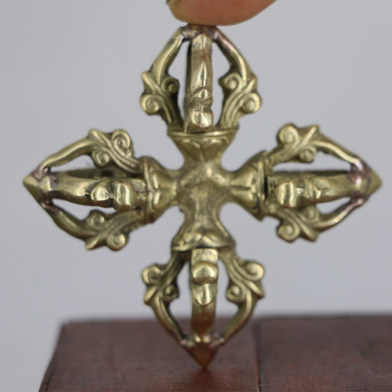 Rituel de force spirituelle double Dorje Vajra en cuivre de 6,7 cm