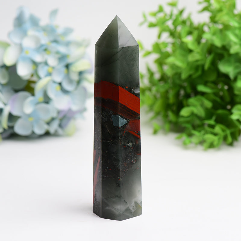 6-8 Inch Africa Blood Stone Crystal Tower for Healing