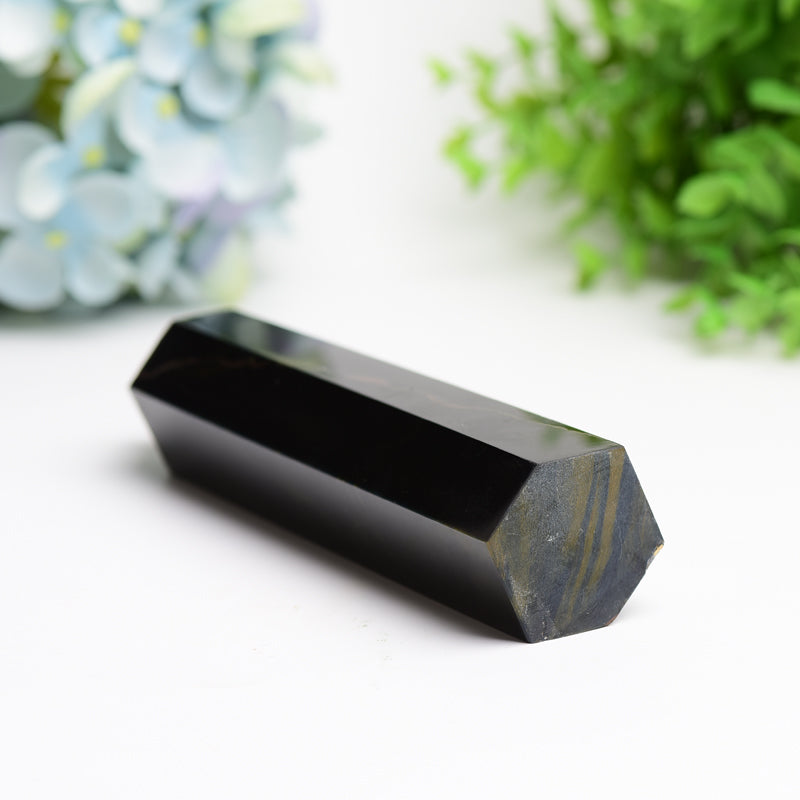 6 to 8 Inch Blue Tiger Eye Crystal Tower for Spiritual Healing
