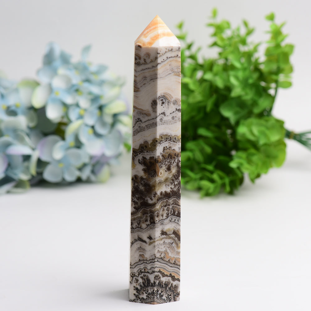 6-8 Inch Grass Calcite Crystal Tower for Healing Energy