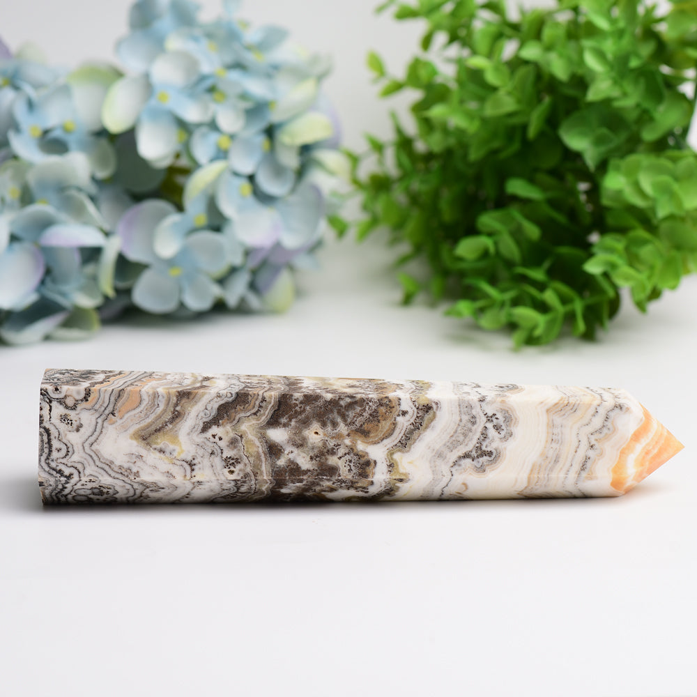 6-8 Inch Grass Calcite Crystal Tower for Healing Energy