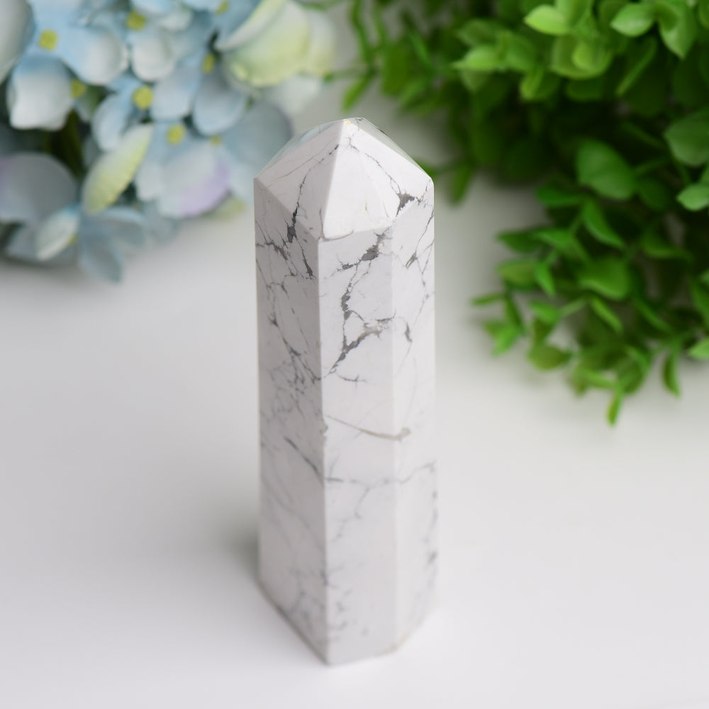 6 to 8 Inch Howlite Crystal Tower for Healing Energy