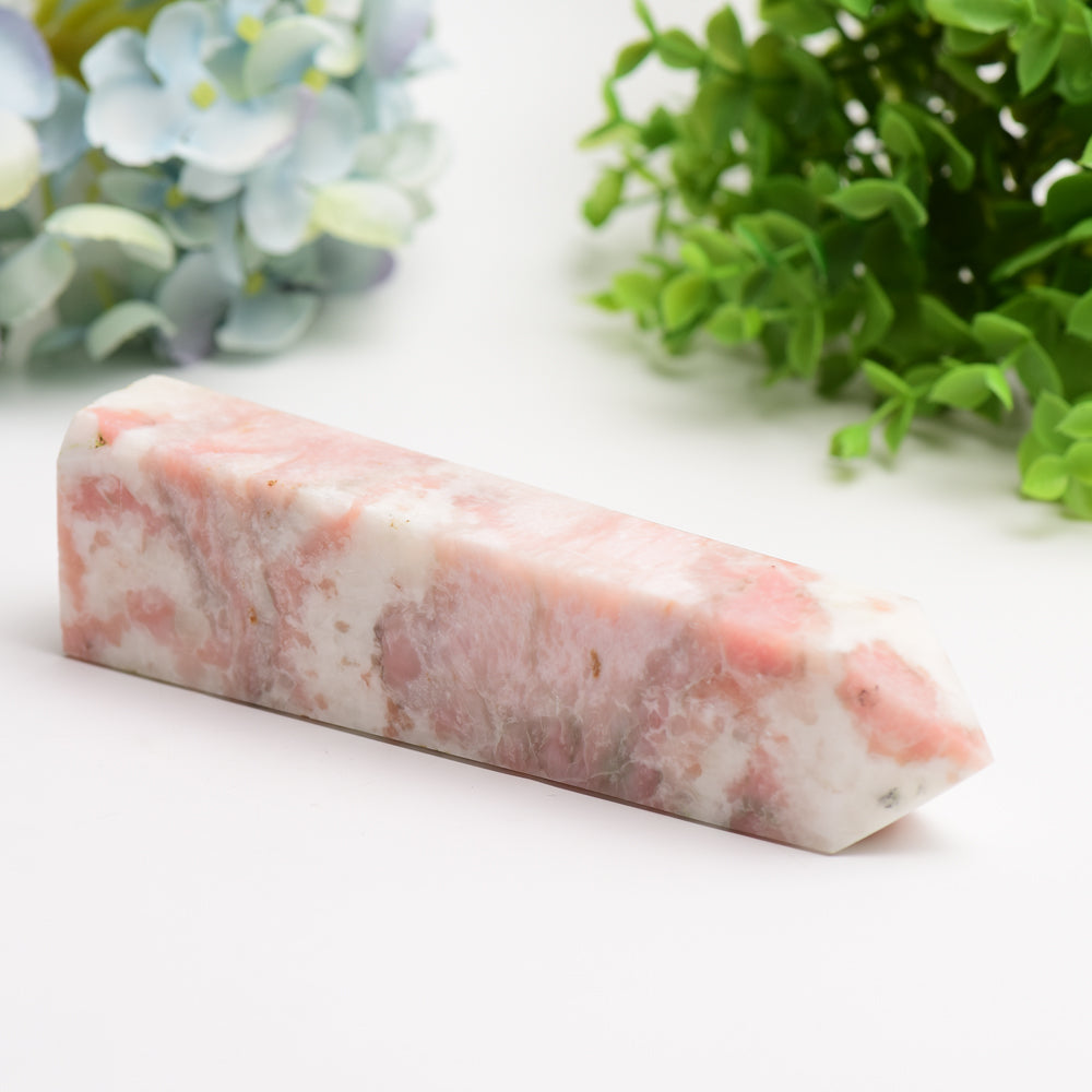 6 to 8 Inch Pink Jade Crystal Tower for Healing & Energy