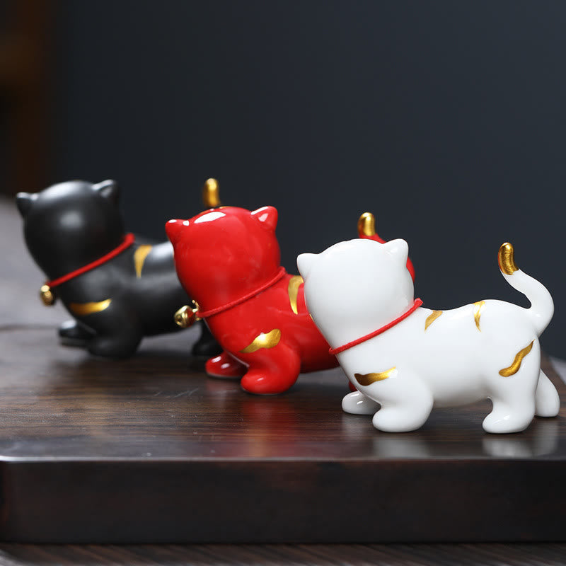 Mini figurine de tigre en céramique de 6,8 cm pour décoration spirituelle