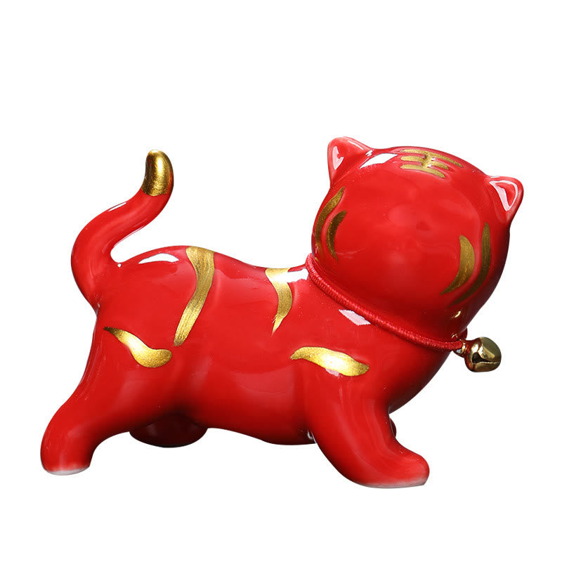 Mini figurine de tigre en céramique de 6,8 cm pour décoration spirituelle