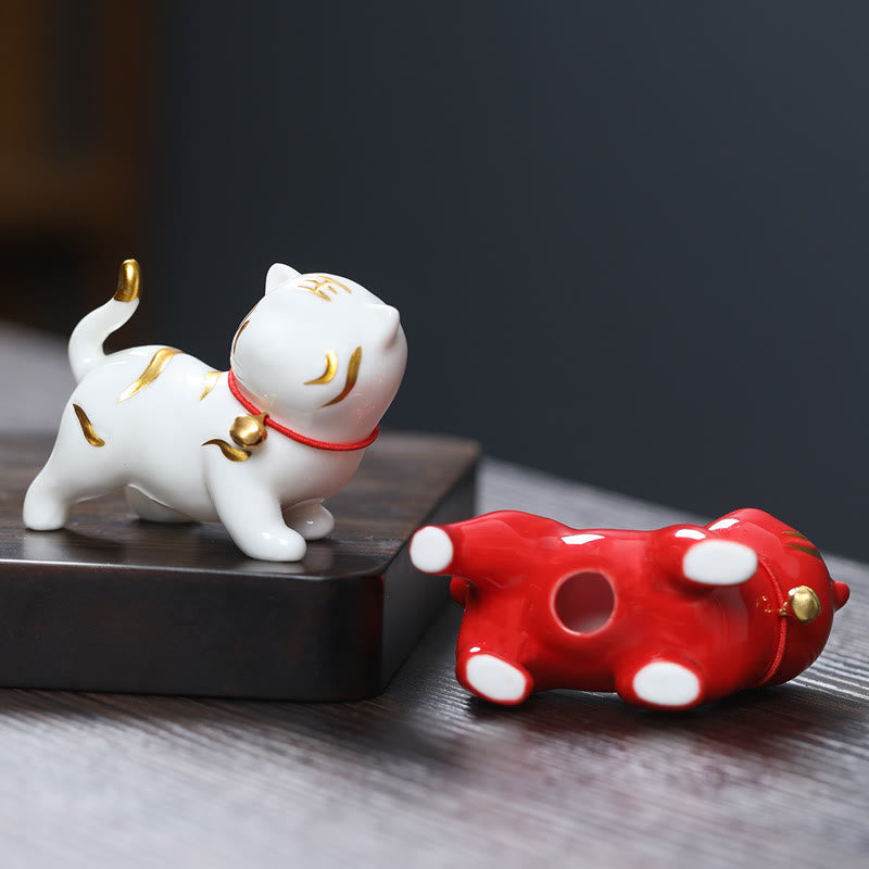Mini figurine de tigre en céramique de 6,8 cm pour décoration spirituelle