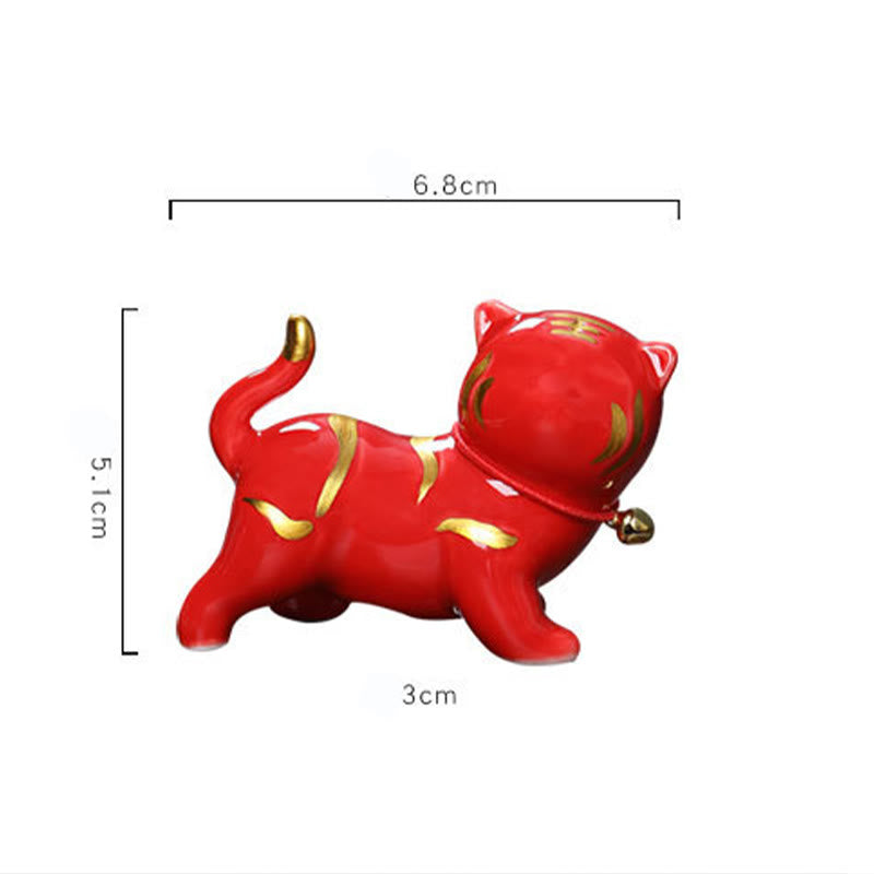Mini figurine de tigre en céramique de 6,8 cm pour décoration spirituelle