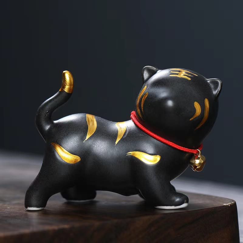Mini figurine de tigre en céramique de 6,8 cm pour décoration spirituelle