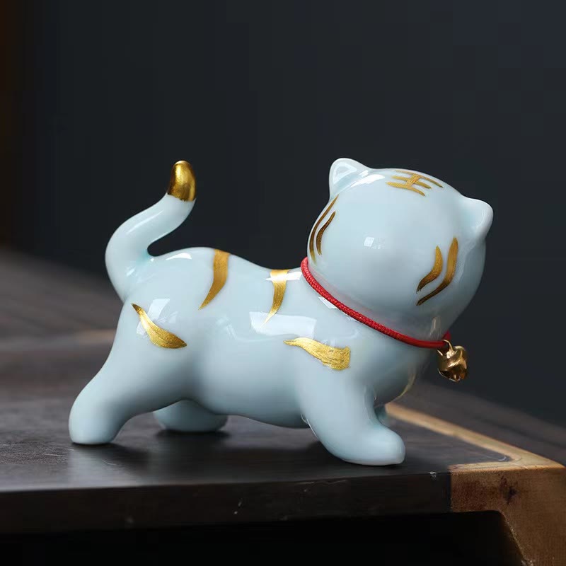 Mini figurine de tigre en céramique de 6,8 cm pour décoration spirituelle