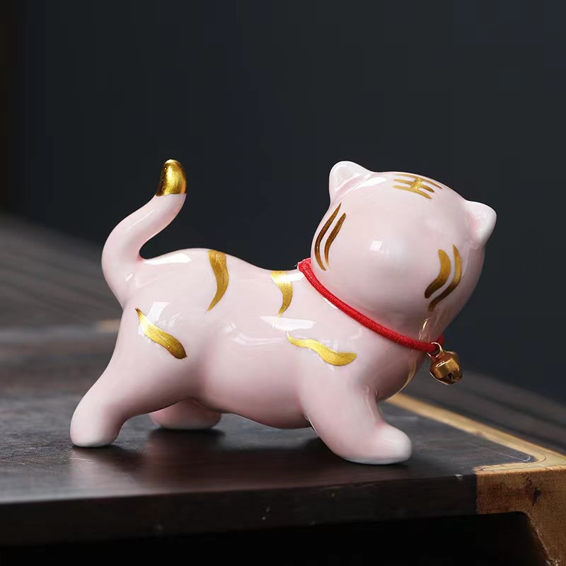 Mini figurine de tigre en céramique de 6,8 cm pour décoration spirituelle
