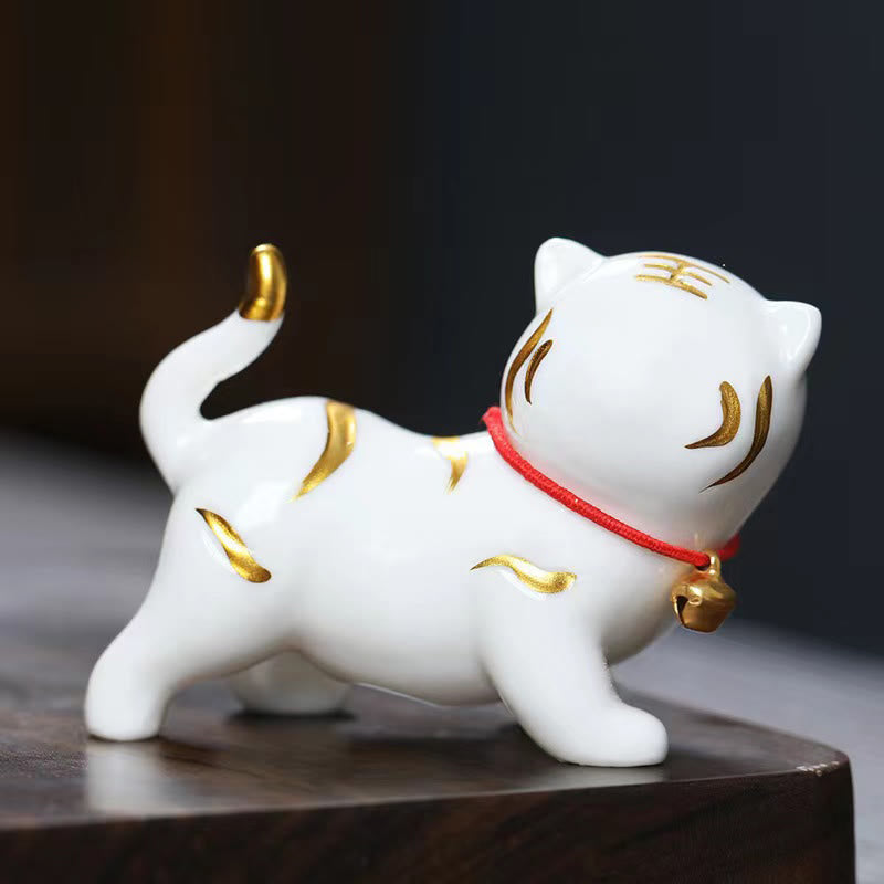 Mini figurine de tigre en céramique de 6,8 cm pour décoration spirituelle