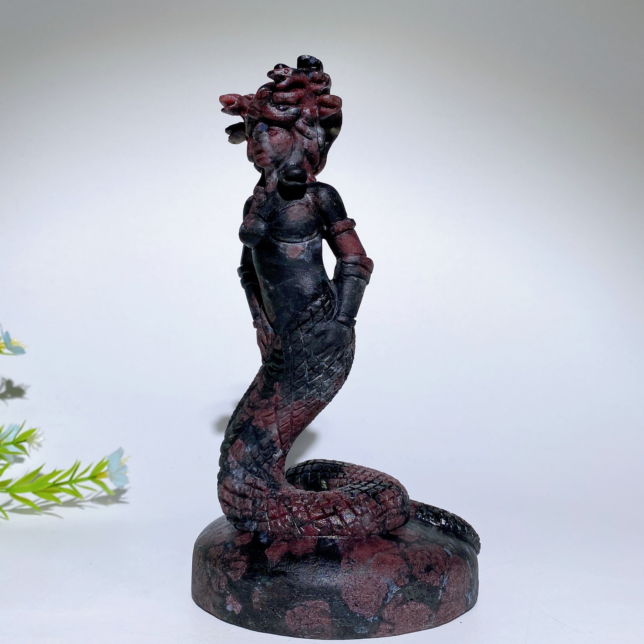 6.9 inch Yooperlite Garnet Medusa Crystal Figurine