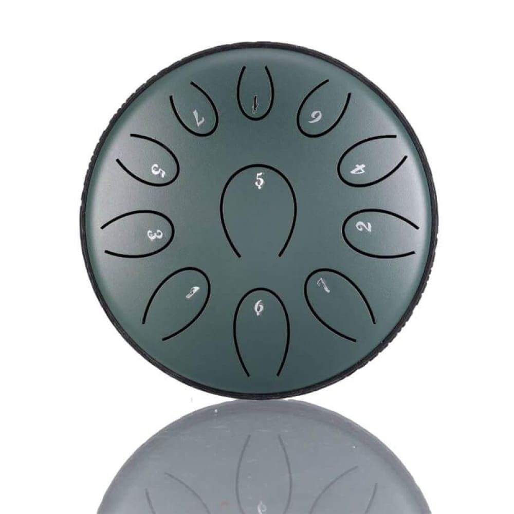 6’ Carbon Steel Tongue Drum 11 Notes in C/D Major - 6 Inches/11 Notes (C Major) / Stone Green