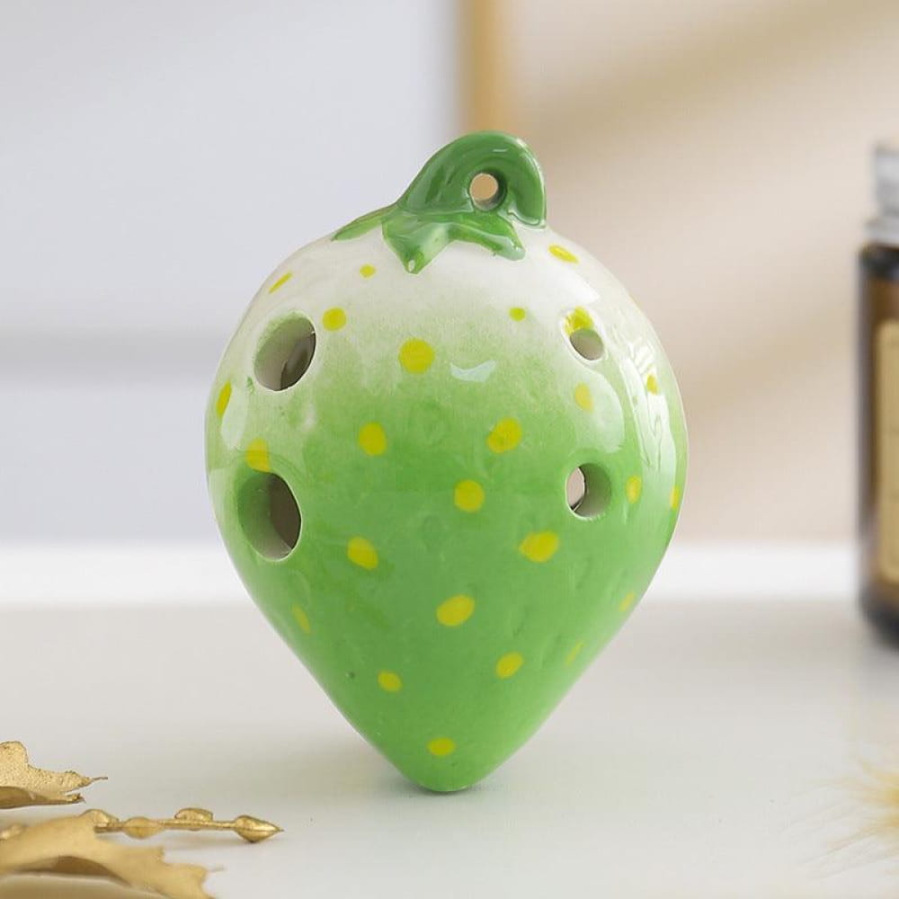 6 Hole Strawberry Ocarina Pendant for Beginners - Green Ocarina - On sale