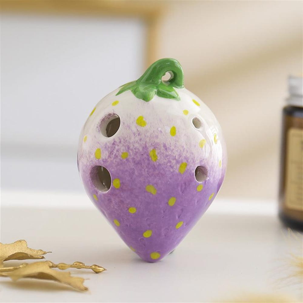 6 Hole Strawberry Ocarina Pendant for Beginners - Purple Ocarina - On sale