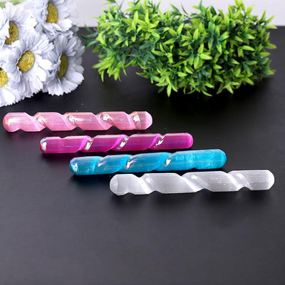 Baguette de cristal de sélénite Aura de 6 pouces pour la clarté et la paix